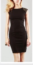 VINCE CAMUTO Black Sheath Dress with Gold Spikes on the shoulder ( 12 ) NWT$148