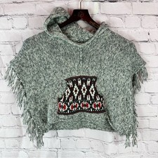 Mimi  Maggie Gray western southwestern boho Poncho sweater Fringe girls one sz