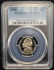 1980 S Proof Jefferson Nickel 5c PCGS PR69DCAM