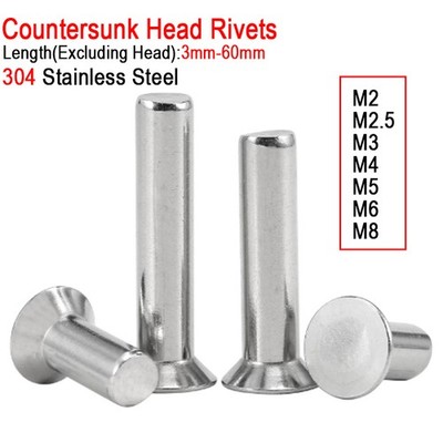 304 Stainless Steel Countersunk Head Rivets M2 M2.5 M3 M4 M5 M6 M8 Solid Rivets
