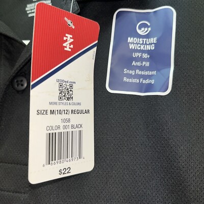 IZOD Polo Short Boys Size Medium (10/12) Black Regular Short