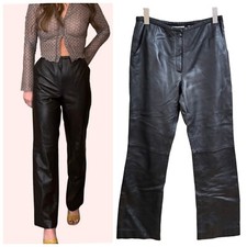 Lord  Taylor Womens Black 100 Leather Biker Pants Size 6 Petite Motorcycle