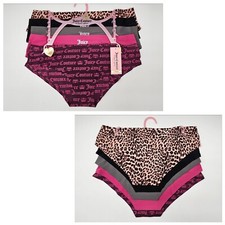 JUICY COUTURE 5 Pk Women's L XL Logo No Lines Panties Black Pink Gray Beige
