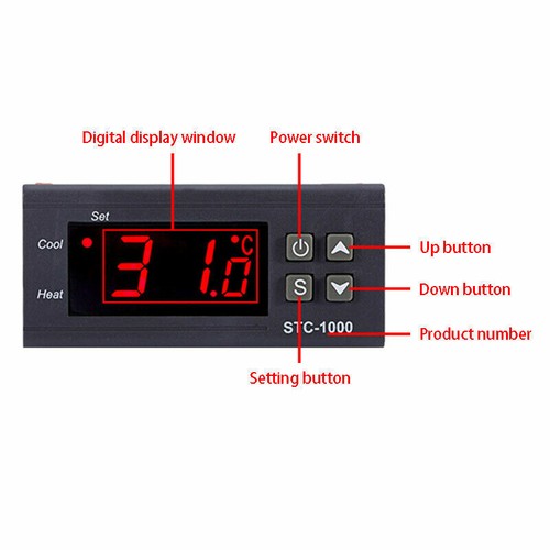 110-220V Digital STC-1000 Temperature Controller Thermostat + NTC Sensor Probe - Picture 8 of 13