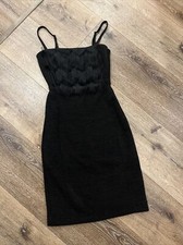 BANANA REPUBLIC Sheath Dress Size 0 Charcoal Grey Fringe $158 NICE!