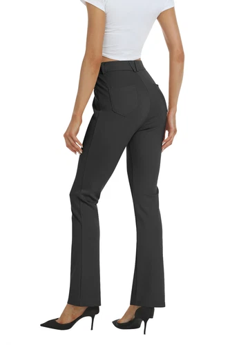 Women Bussiness Slacks Pant Soft Comfy Elastic Casual Stretch Bootcut Trousers - Picture 46 of 66