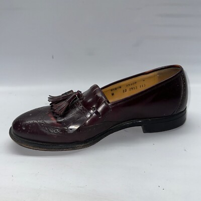 Johnston & Murphy Optima Men Size 8.5 D Burgundy Tassel Wingtip