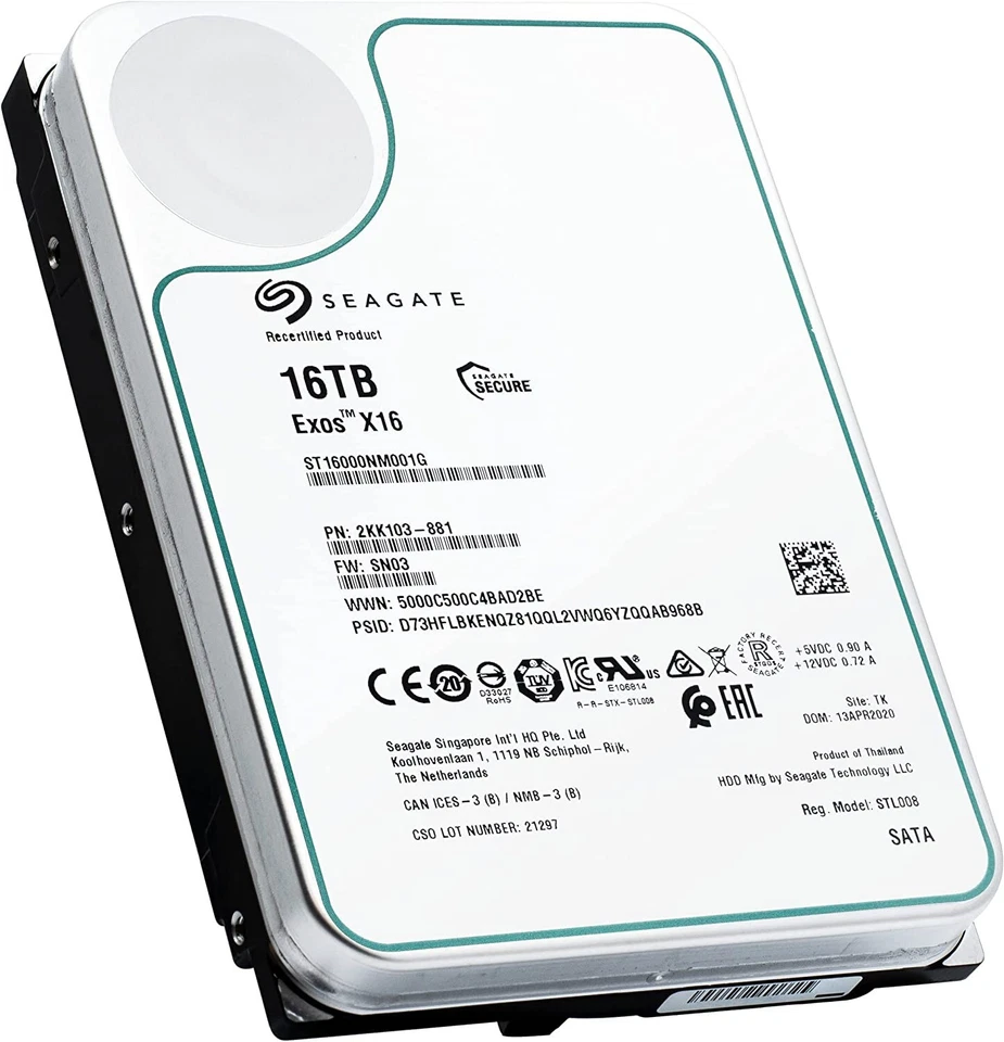 Seagate EXOS X16 ST16000NM001G 16TB 256MB 7200rpm 3.5" SATA 6Gb/s Enterprise HDD - Image 3 of 4