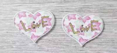 wood love heart sewing buttons 2 holes 1 inch pink flowers set new