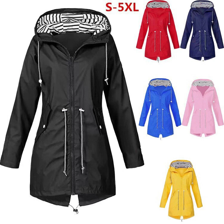 Womens Waterproof Raincoat Ladies Outdoor Wind Rain Forest Jacket Coat - Image 2 of 4