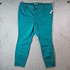 NWT Old Navy Jeans Women Size 24W Rockstar Super Skinny High Rise Stretch Green