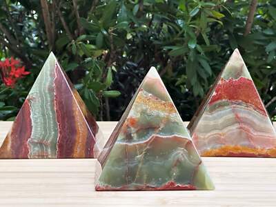 2'' 3'' & 4'' Green Onyx Crystal Pyramid, Grade A ++Multi Green Marble Onyx Pyramid