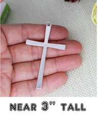 LARGE CROSS CHRISTIAN RELIGIOUS Pendant On 22" 925 Sterling Silver Necklace Men