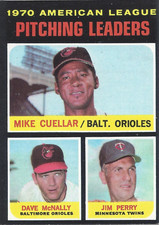 Vintage 1971 TOPPS #69 AL PITCHING LEADERS  Cuellar/McNally/J. Perry EC
