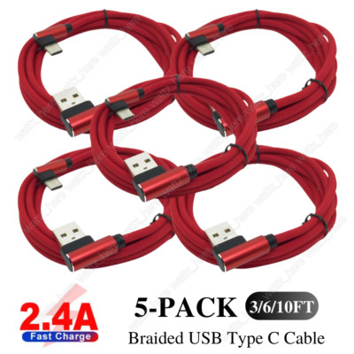 Lot 5X 90 Degree Angle USB Cable Type C Cable Data Sync Charging For Samsung S10