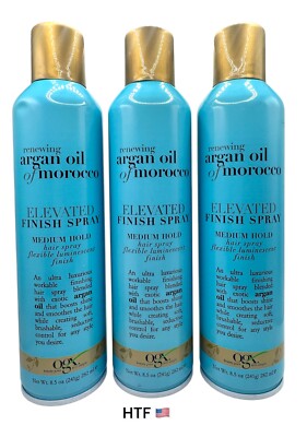3 Pack OGX Renewing + Argan Oil of Morocco Elevated Finish Spray 8.5 oz - Dented