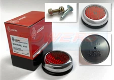 LUCAS RER25 REAR RED ROUND REFLECTOR + CHROME RIM BEZEL CAR MOTORCYCLE MOTORBIKE