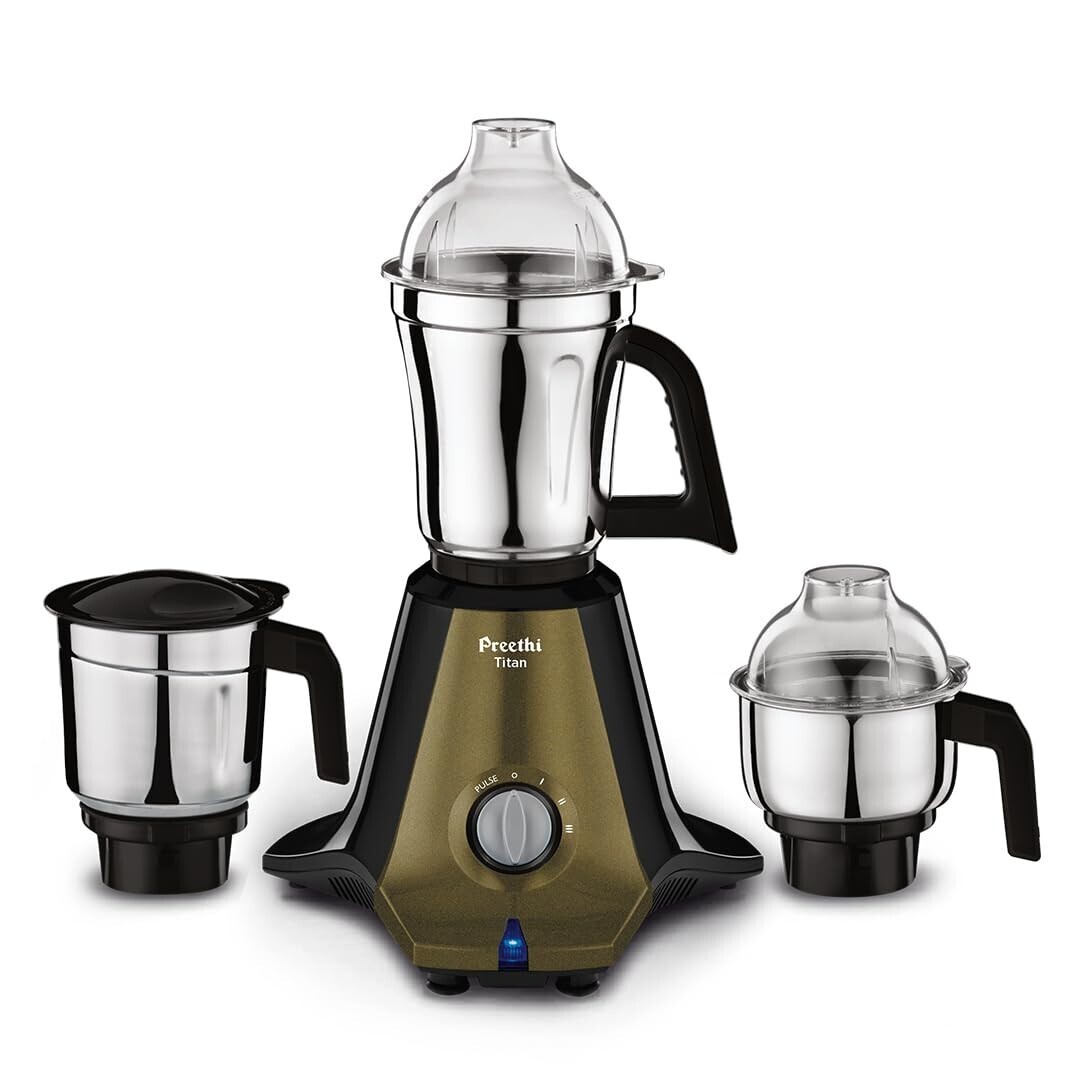 Preethi Titan Mixer Grinder for Kitchen 3 Jars 1000W Mixie Black 
