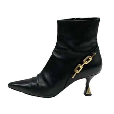 Louis Vuitton Br0263 Bottines En Cuir Duty Paid 38 Noires Et Or Femme - Photo 1/4