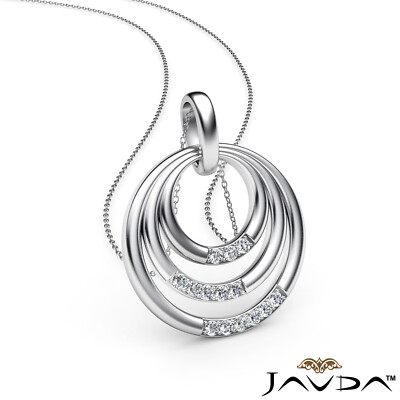 Trio Triple Circle Round Diamond Pendant Necklace 18 Rolo