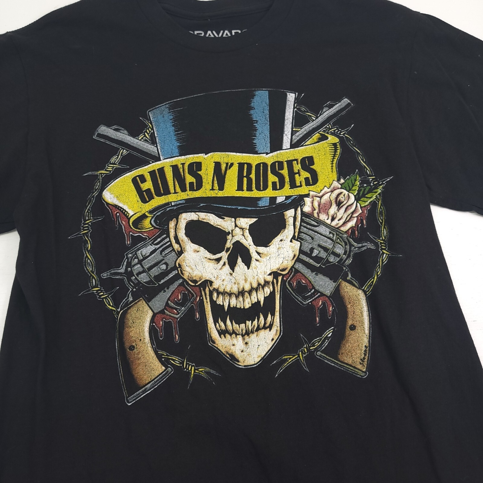 GUNS N' ROSES Skull Pattern Band T-shirt, Men's M size cotton black type Vintage Second Hand