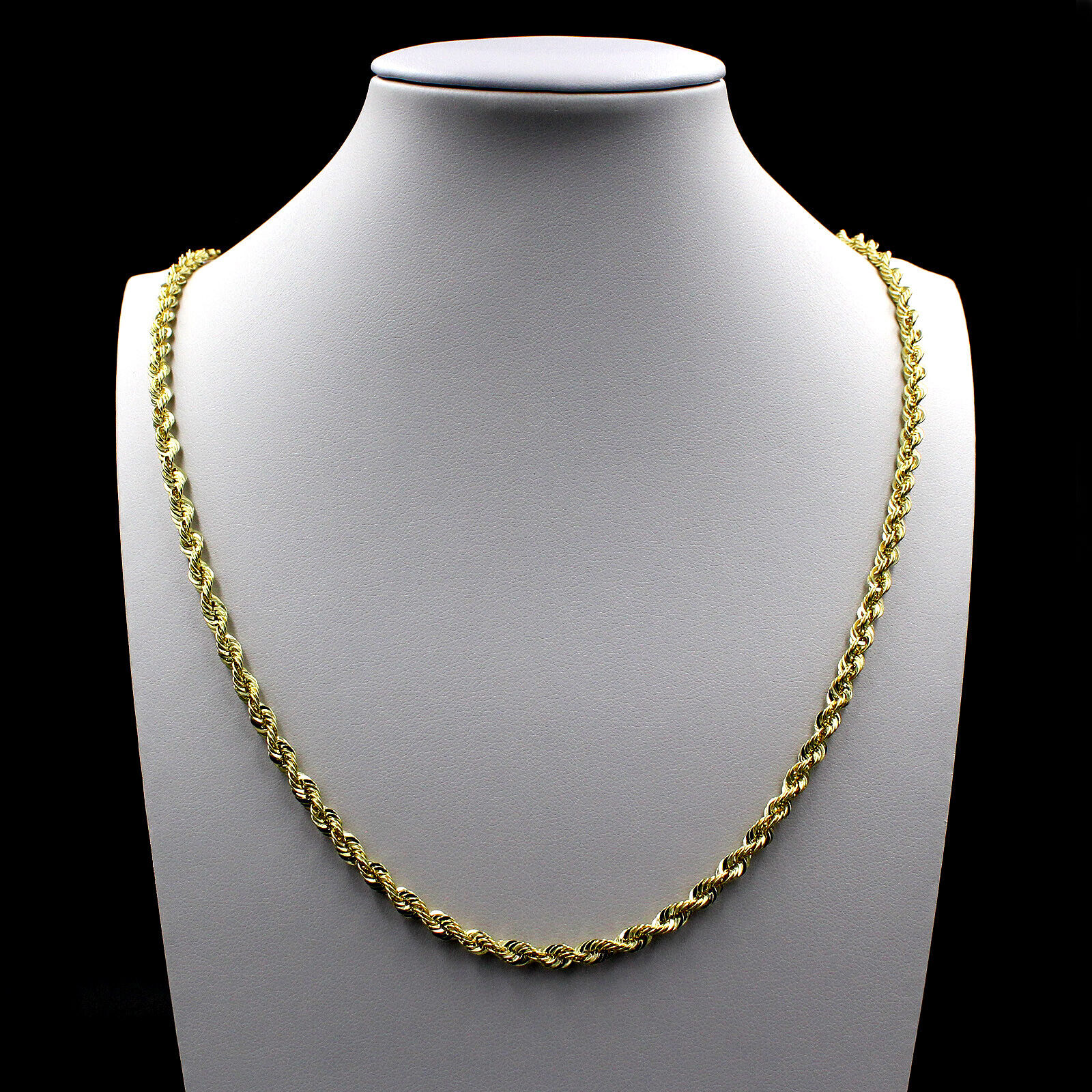 Real 10K Solid Yellow Gold 2.5mm Diamond Cut Rope Chain Pendant Necklace 16"-30"