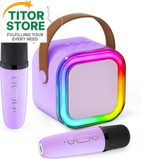 Mini Karaoke Machine for Kids, 2025 TOP Toys Christmas Birthday Purple 2 Mics