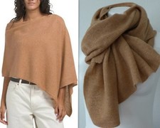 RACHEL ZOE 100 Cashmere Topper Poncho Wrap Sweater Camel Women's ONE SIZE
