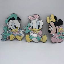 3pc VINTAGE DISNEY Nursery Decor Set, Baby Mickey Minnie Donald Daisy Wall Hangs
