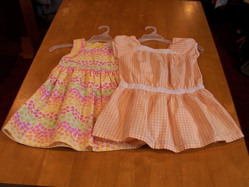 Vtg. Gymboree Freshly Picked (Sz. 5) Dress Lot: Gingham Tunic & Flower Field