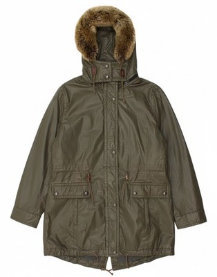 Calvin Klein Damen Parka Jacke mit Kapuze UK 16 Large Khaki Baumwolle AR19