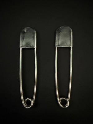 In N Out Large Silver-Tone Metal Safety Pins Lot of 2, Round Eye, Sharp Tip