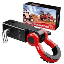 Shackle Hitch Receiver 2Inch 45000 LBs Breaking Strength 3/4" D Ring Black Red
