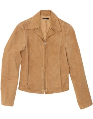 SISLEY Damen Wildlederjacke IT 42 Medium Beige Leder AB01