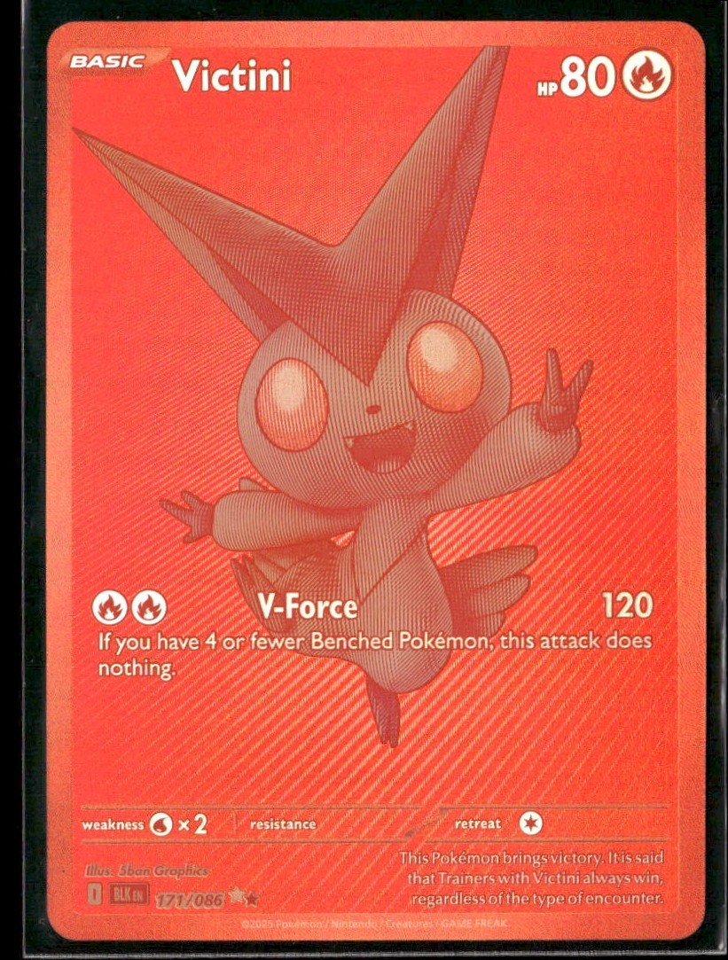 2025 Pokemon Black Bolt Victini 172/086 Black White Rare Holo