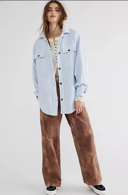 NWT Free People Women s Ruby Shirt Jacket In Powder Blue Size S