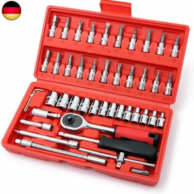 46 Piece Mechanic Tool Set 1/4'' Dr. Ratchet Wrench Set with Storage Case