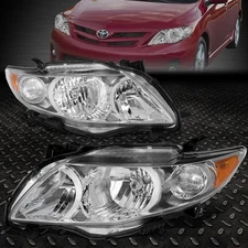 FOR 09-10 TOYOTA COROLLA CHROME HOUSING AMBER CORNER HEADLIGHT REPLACEMENT LAMPS