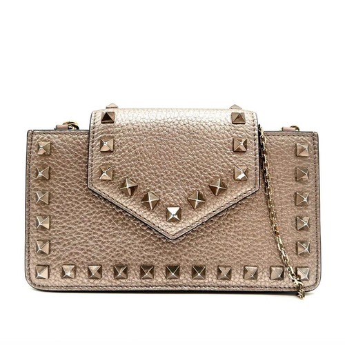 VALENTINO GARAVANI Women Rockstud Mini Shoulder Bag Leather Gold from japan