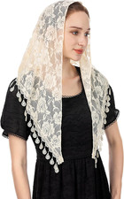 Triangle Veil for Church - Lace Chapel Catholic Mass Head Covering Scarf Mantill