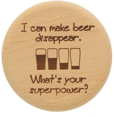 Bierglasdeckel Wespenschutz Bierdeckel - Buche D 10 cm Motiv: deine Superpower