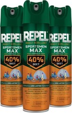 Repel Sportsmen Max Mosquito Insect Repellent 6.5 Oz, 40 DEET, 3 Pack