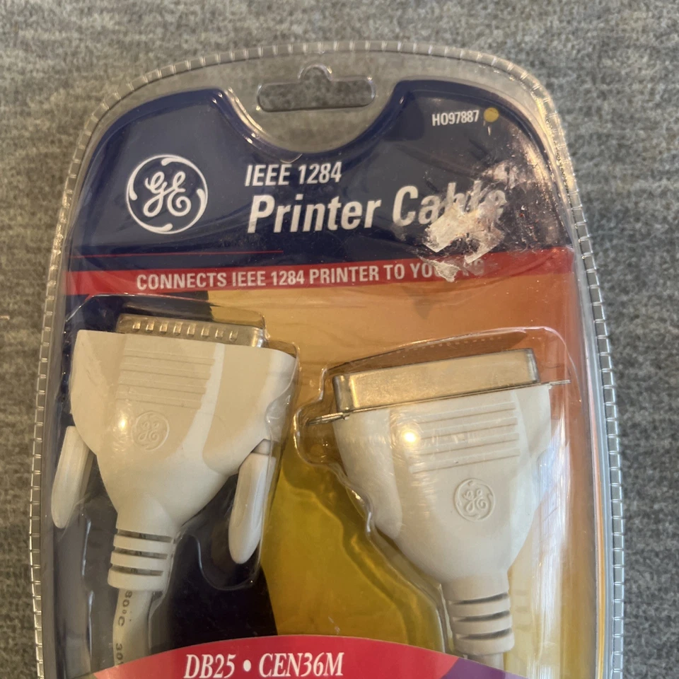 GE IEEE 1284 Printer Cable 6 ft DB25 CEN36M Parallel HO97887 Windows Compatible - Image 2 of 4