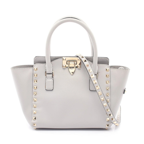 VALENTINO GARAVANI 2WAY Handbag Gray Leather #RCB9431