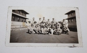 Vintage WW2 GI's Group Photo/Barracks 2 3/4 x 4 3/4 Black & White Photo