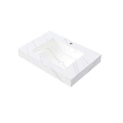 30'' MURI Carrara White Sintered Stone Countertop and Undermount Ceramic Basin
