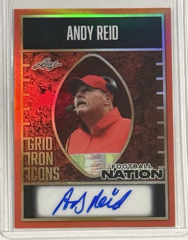 2025 Leaf Football Nation ANDY REID RED FLOOD AUTO 1/1  Kansas City Chiefs