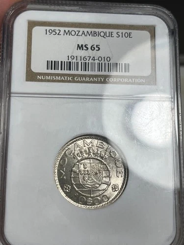 1952 Mozambique 10 Escudos - NGC MS65