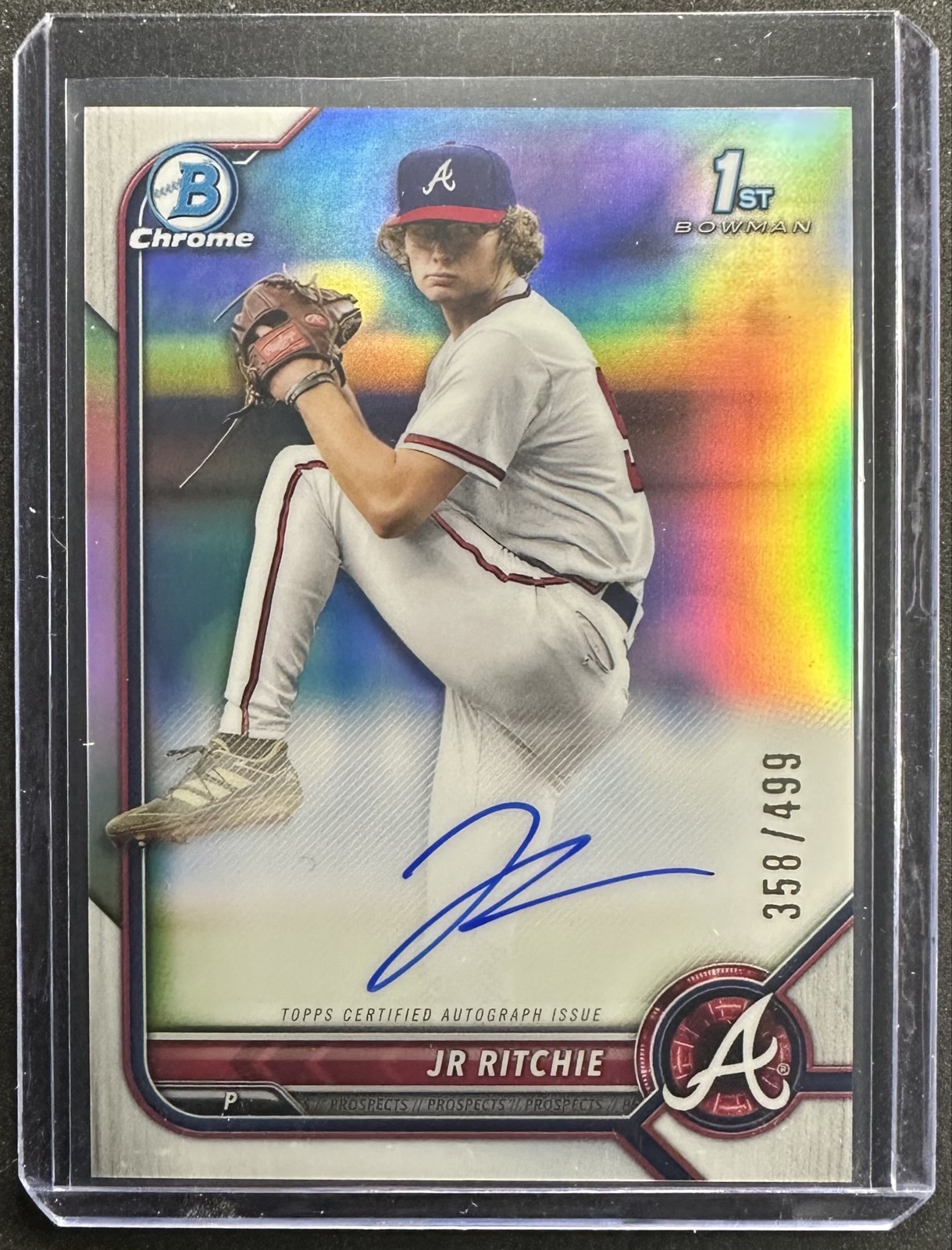 JR Ritchie 2022 Bowman Draft #CDA-JR Chrome Auto Refractor /499 - Braves