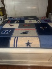 Pottery Barn 85 X 85 Nfl Quilt Hand, Stitched Queen, Nfl Team Patches